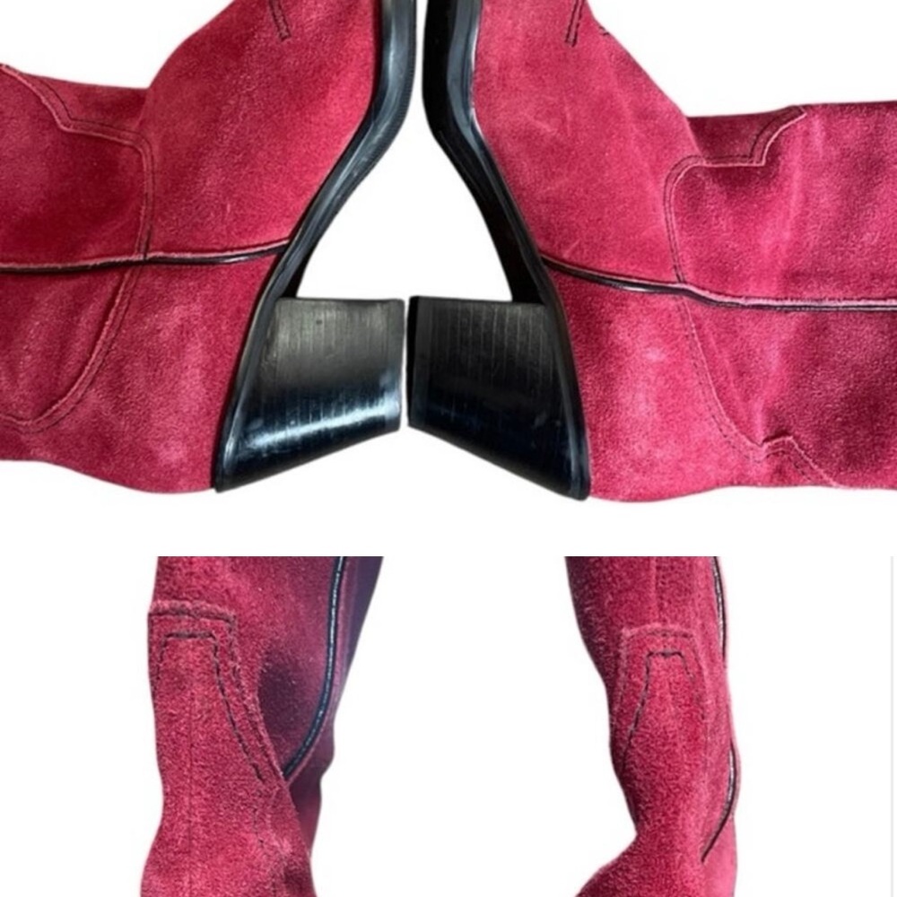 Franco Sarto Pink Suede Western Ankle Boots - Picture 4 of 5